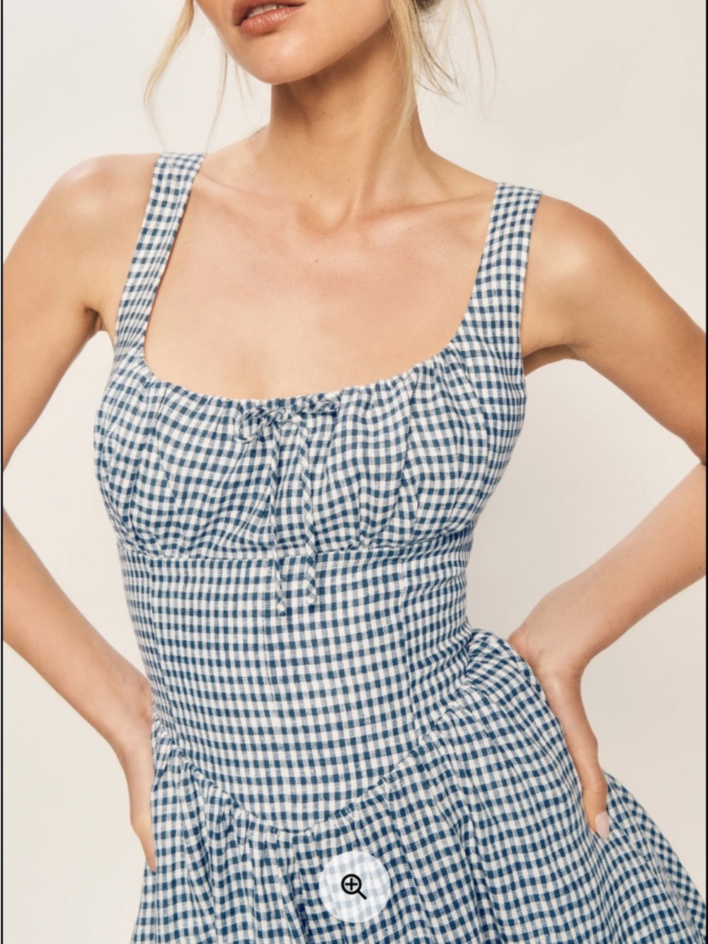 Reformation Women’s Linen Blue & White Gingham Dress - Sleeveless Midi - Picture 5 of 10